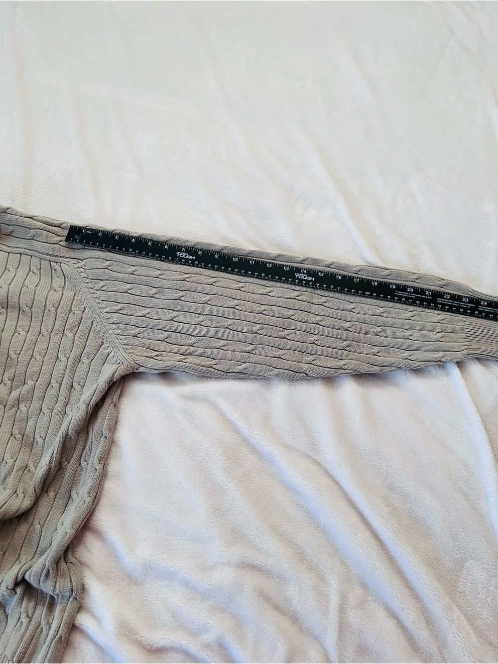 Woods & Gray Cable Knit V Neck Sweater XL Beige 100% Cotton Classic Old Money - Picture 10 of 14